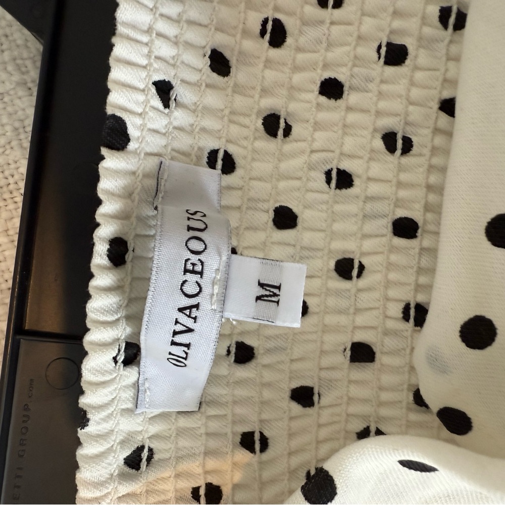 Polka Dot Two-Piece Jumpsuit Set - White with Black Dots - Picture 3 of 4